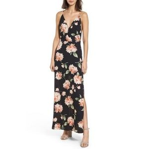 Lush M Black Floral Maxi Dress w/ Slit